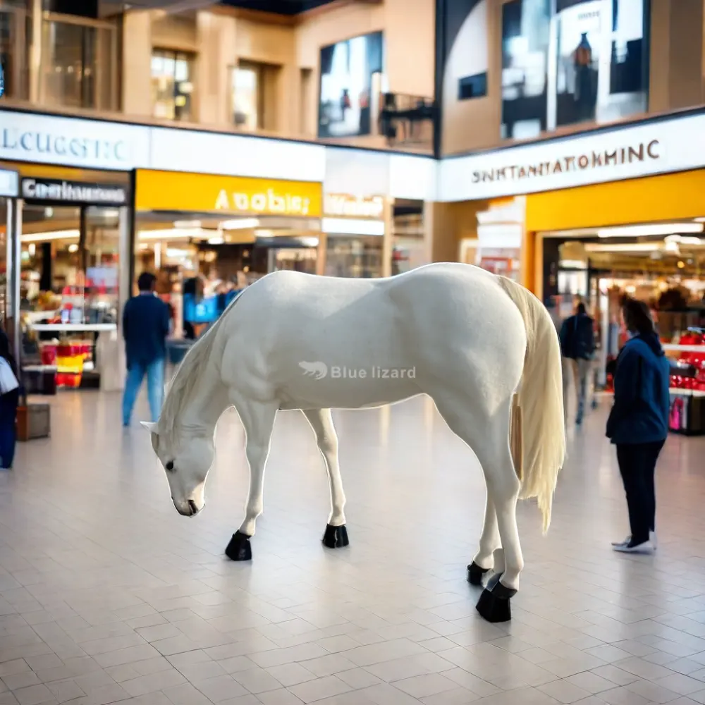 Parco degli animali attività prop animale scultura robotica a grandezza naturale in fibra di vetro animatronic cavallo per l'attrazione