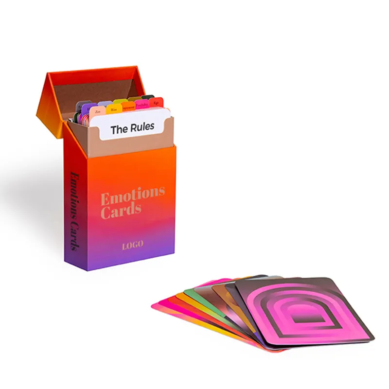 بطاقات الرسومات المطبوعة بشعار مخصص ملونة بشكل متدرج تعبر عن نفسك بطاقات الغضب والشجاعة والعواطف السعيدة