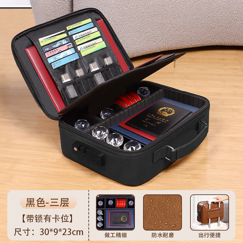 Z-350 Black Tri-Layer Oil-Wax Leather ID Bag