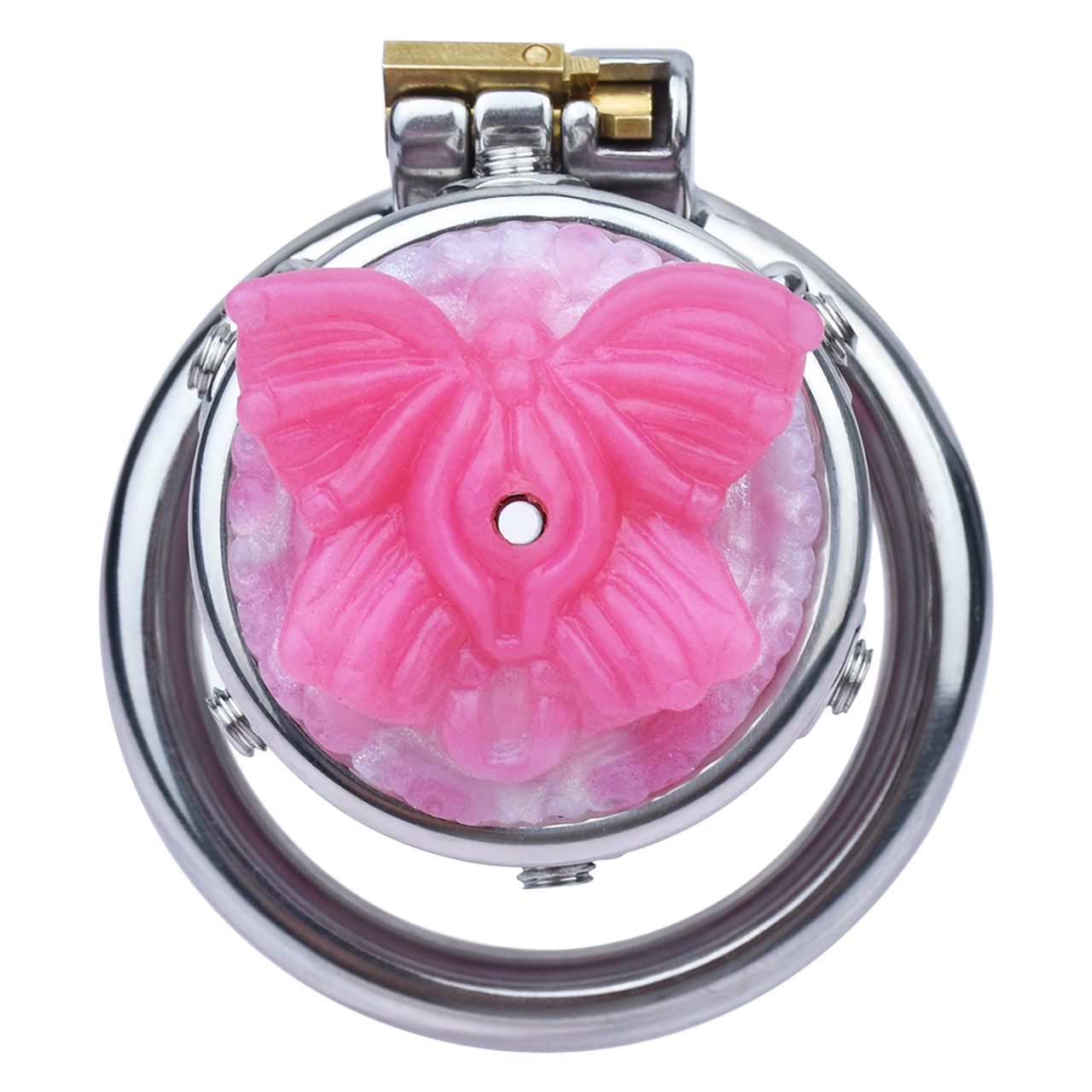 round ring cage +pink butterfly