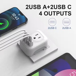 Dual USB-C 3.4 Port <strong>Multi</strong>-function Travel <strong>Plug</strong> <strong>Adapter</strong> US to Europe International Electrical <strong>Plug</strong> - Product Image 3