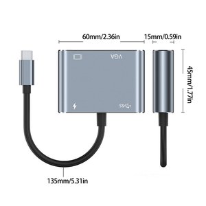 <strong>USB</strong> <strong>C</strong> 4k Type <strong>c</strong> to Adapter VGA USB3.0 HDMI-compatible Audio <strong>Video</strong> Converter PD 87W Fast Charger for Macbook Pro Samsung S9 S10 - Product Image 5