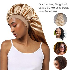 Düşük adedi çift katmanlı geri dönüşümlü Bonnets özel Logo uzun örgü kaput ipek saç Bonnets kadınlar saten