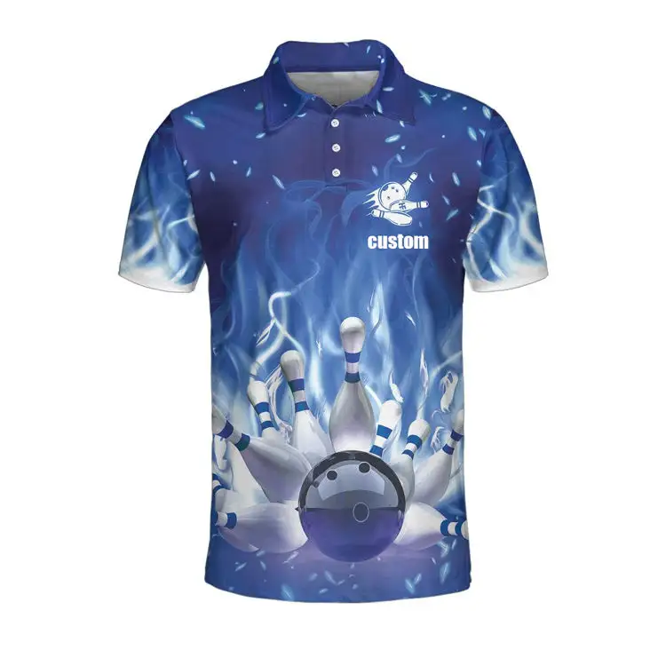 T-shirt imprimé de haute qualité pour femmes et hommes, Design de mode surdimensionné, t-shirt personnalisé à fermeture éclair, Sublimation, Polo de Bowling