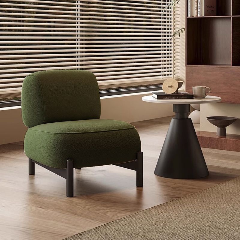 Fauteuil individuel en laine d'agneau vert forêt - sans coussin