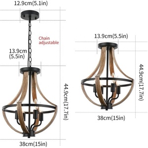 Modern 4-<strong>Light</strong> Adjustable Height Pendant Chandelier Vintage Semi Flush Mount Ceiling <strong>Light</strong> Fixture Metal With Bulb <strong>Light</strong> <strong>Source</strong> - Product Image 6