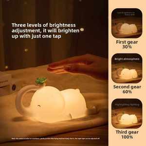 ไฟกลางคืนรูปช้างชาร์จไฟได้ใน3ชั่วโมงซิลิโคนสีขาวอบอุ่น LED ควบคุมแบบสัมผัสสำหรับของขวัญสำหรับเด็กรับเลี้ยงเด็ก - Product Image 3