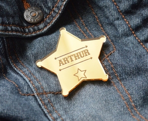 Cá Nhân Mạ Vàng Cảnh Sát Trưởng Sao Huy Hiệu Cảnh Sát Trưởng Huy Hiệu Với Tên Đầu Tiên Sinh Nhật Trang Trí Cao Bồi Món Quà Sinh Nhật - Product Image 2