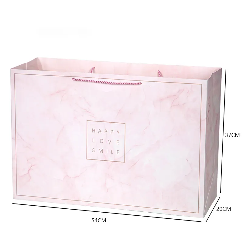 Модный розовый мраморный бумажный пакет с логотипом на заказ, ювелирные изделия, косметика, подарок, одежда, бумажный пакет для покупок с лентой для упаковки одежды
