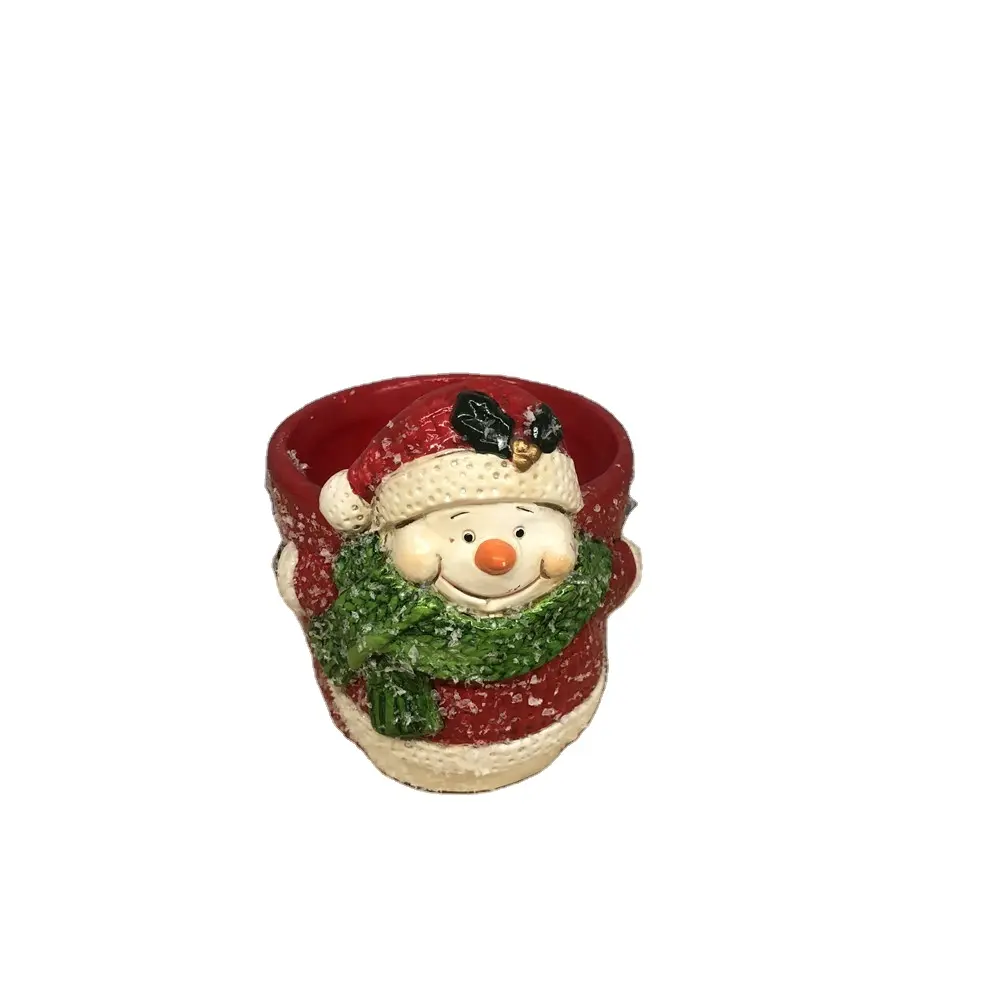 Маленькие керамические цветочные горшки с Санта-Клаусом для украшения дома