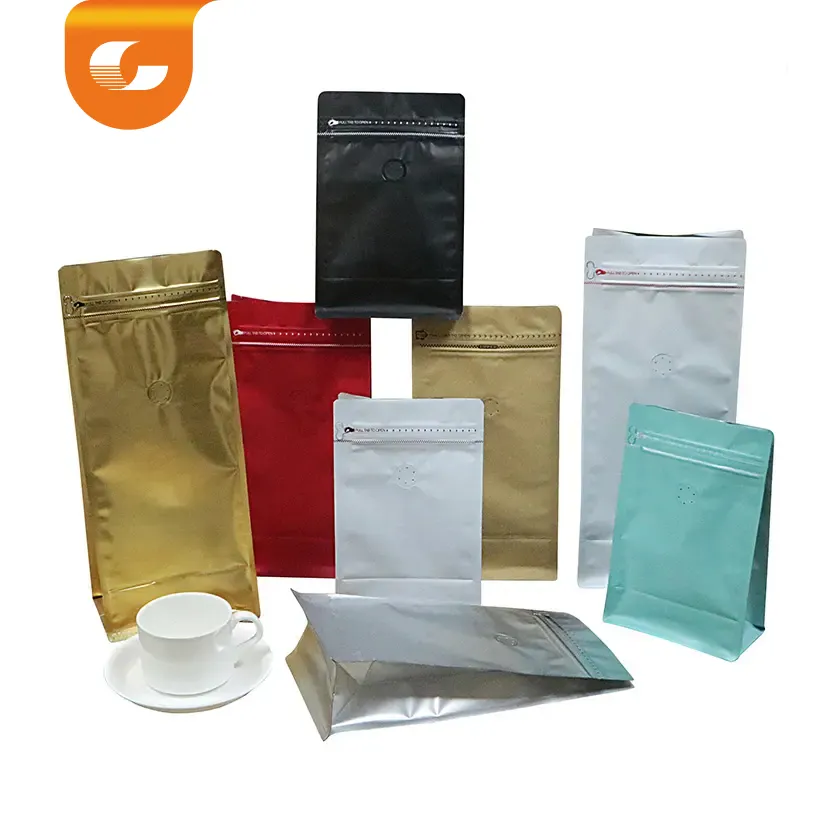 Estéticamente comida café negro Stand Up bolsa válvula cremallera bolsa de embalaje para café en grano Paquete de café tostado