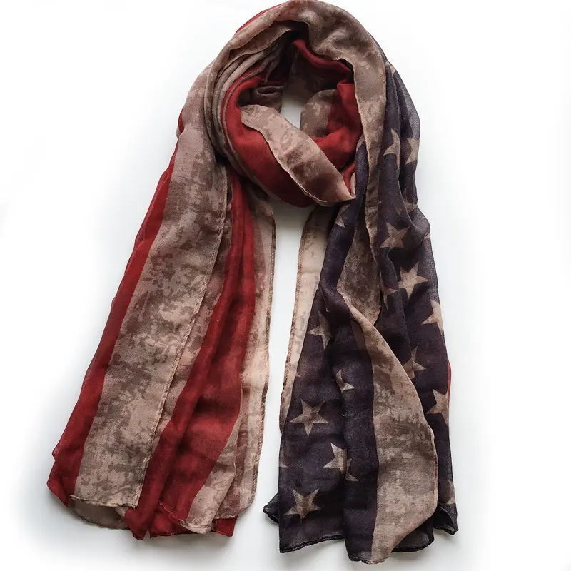 2023 Новая мода 4 стиля пляжный солнцезащитный крем шелковый шарф американский флаг печать шарф