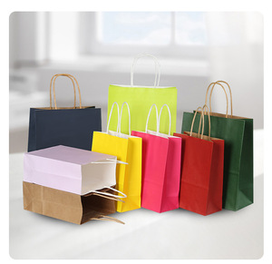 Printing Plain Brown Kraft Paper Bag With Twisted <strong>String</strong> <strong>Handle</strong> Custom Paper Shop Bags With Your Own Logo - Product Image 4