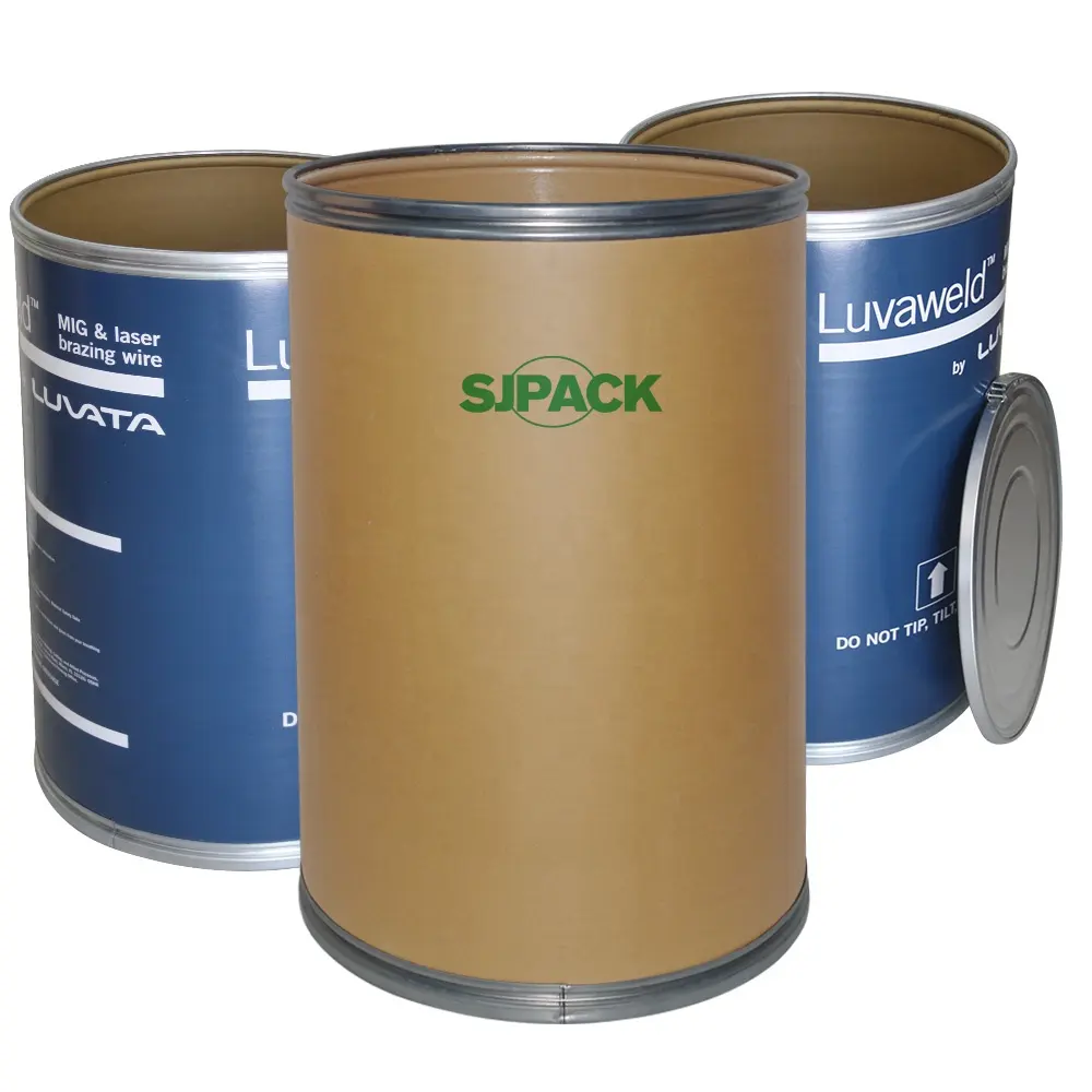 Tambor de papel kraft reciclado de fibra de papel de venda direta da fábrica 208L, 55 galões, tambores de papel de tamanho grande