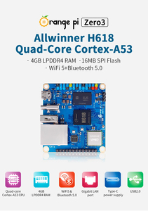 Orange Pi Zero 3 1G/2G/4G RAM Allwinner H618 Quad-<strong>Core</strong> <strong>Cortex</strong>-A53 64-bit <strong>Dual</strong> Band WiFi5+BT 5.0 Support <strong>Android</strong> Debian Ubuntu OS - Product Image 6