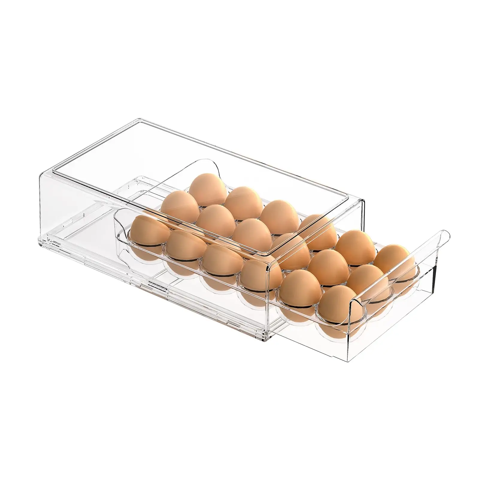 冷蔵庫スタッカブルオールクリアエッグ収納コンテナオーガナイザービン卵引き出しホルダー