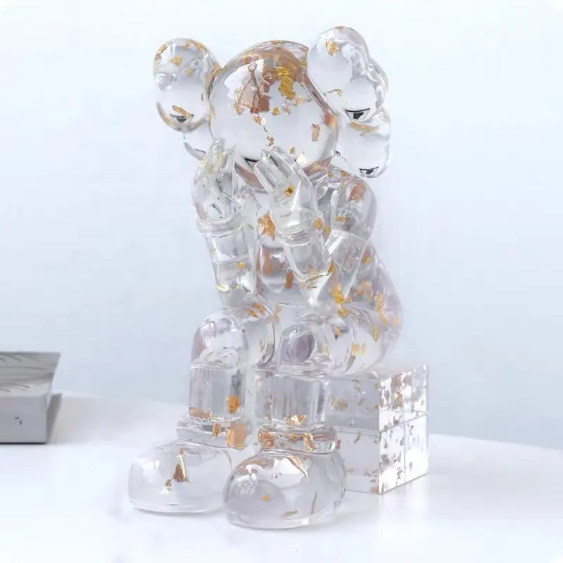 Wholesale natural crystal gravel stone resin cuddly bear ornaments amethyst rose quartz shells animal crystal crafts