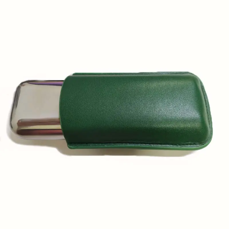 Estuche portátil para cigarros de cuero de 2 dedos con tubo de metal de acero inoxidable Cool Gadgets en caja Paquete de caja enviado por correo desde la ferretería