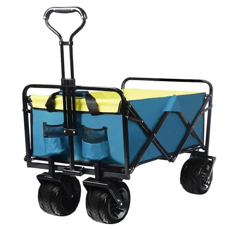 Carrello giardino esterno pieghevole pieghevole carro grandi carrelli con 4 ruote per il campeggio sport Shopping