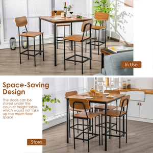 柜台高度桌和4个酒吧凳5件套工业餐桌 - Product Image 4