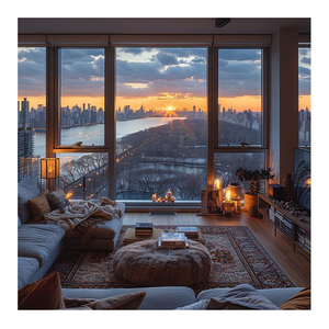 หน้าต่างอลูมิเนียมโปร่งแสงกระจกสองชั้นขนาดใหญ่ดีไซน์กรอบเก็บเสียงโรงแรมหรูสไตล์ทันสมัย - Product Image 1