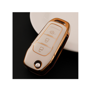 Soft TPU Golden Edge <strong>Key</strong> Case Cover for <strong>Ford</strong> Focus <strong>2</strong> 3 MK3 ST RS Ecosport Fuga Escape Fiesta Fold <strong>Key</strong> 3 Button Auto <strong>Key</strong> Holder - Product Image 1