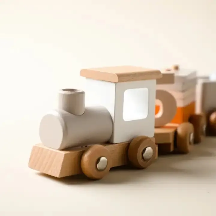 Juguetes de bloques de tren de madera personalizados para regalos de vacaciones de los niños juguetes Montessori de educación temprana para bebés regalo de madera