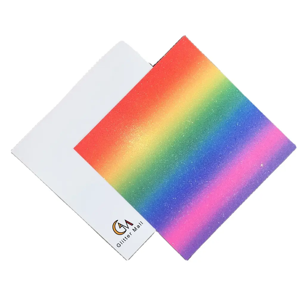 Glitter Cardstock เรนโบว์ไล่ระดับสี12X12การออกแบบที่กำหนดเองผู้ผลิตที่มีคุณภาพดีสีกระดาษสำหรับทำบัตร