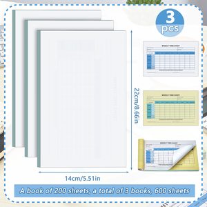 Hoja de tiempo duplicada personalizada 8,7x5,5 pulgadas 2 partes empleados diarios hoja de Tiempo semanal Orden de trabajo 210x140mm Formulario de planificador - Product Image 2
