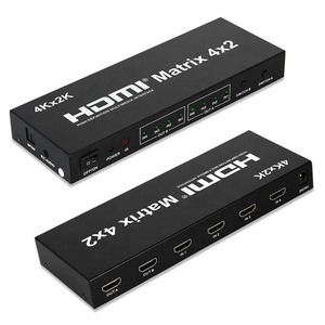 Xput HDMI Matrix 4K HDMI Matrix 4x2 HDMI Switch Splitter 4 in 2 Out mit Audio ausgang