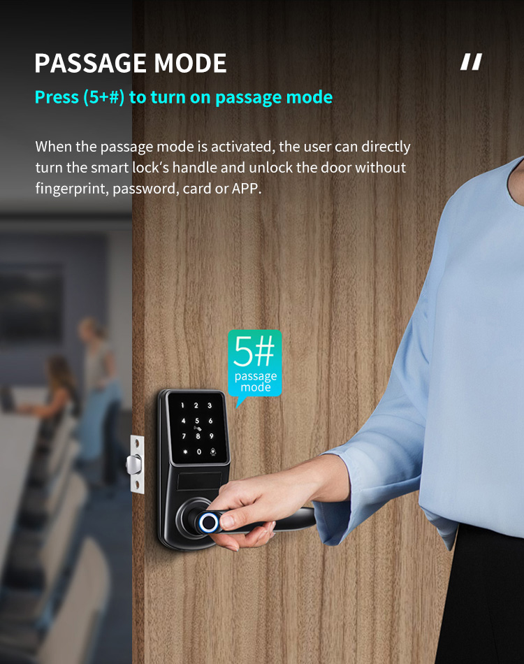 Tediton Safety APP Fingerprint Card Code Combination Smart Door Lock with Touch-Screen Keypad