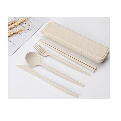 Couverts beige + étui beige