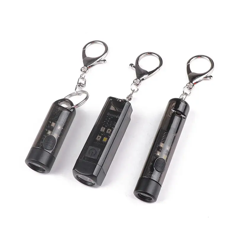 Mini Keychain EDC đèn pin với còi 200 lumens làm việc cắm trại xách tay siêu sáng cầm tay TYPE-C USB chiếu sáng khẩn cấp