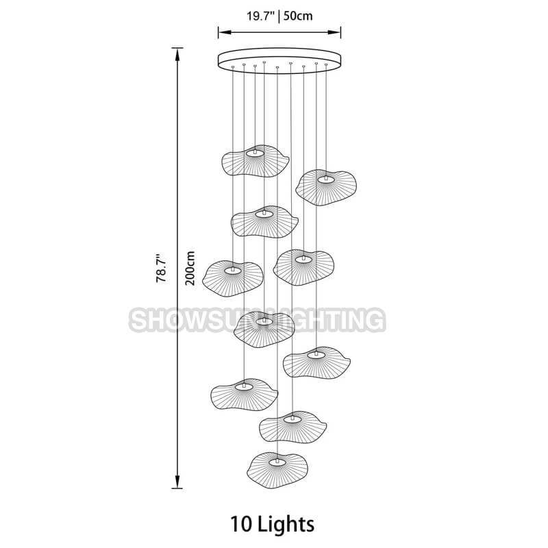 10ไฟ: D50cm x H200cm