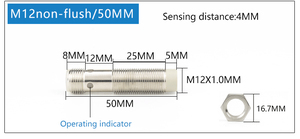 Sensor de posición M12 DC PNP Sensor de interruptor de proximidad inductivo con tipo de conector M12 - Product Image 5