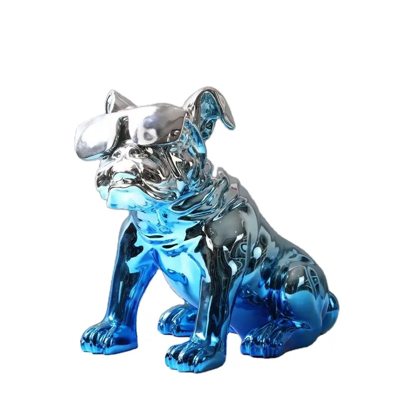 Moderne kreative bunte französische Bulldoggenstatue Großhandel Harz Hund Heimdekor Handwerk Graffiti Büro-Schmuck Druckmodell