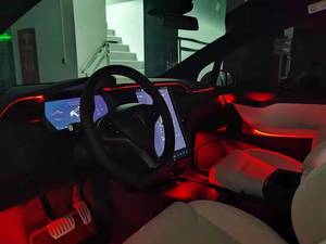 Karbon Fiber iç Trim aydınlatma Led çok renkler ortam ışığı atmosfer TESLA modeli X 64 renk - Product Image 4