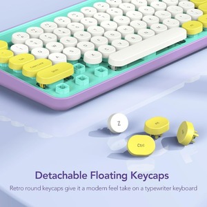 Retro Typewriter Wireless <strong>Keyboard</strong> with Round Keycaps 2.4GHz Cute Wireless <strong>Keyboard</strong> and Mouse Combo for Desktop Laptop <strong>Computer</strong> - Product Image 3