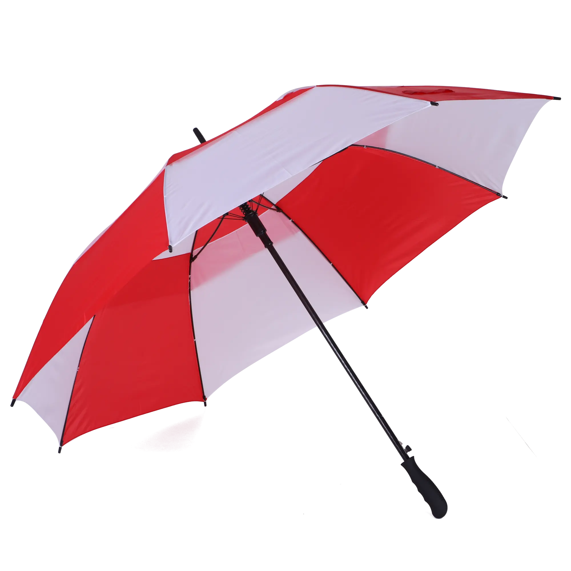 High Quality Sublimation Red and White 190T Nylon Double layer windproof straight golf umbrella