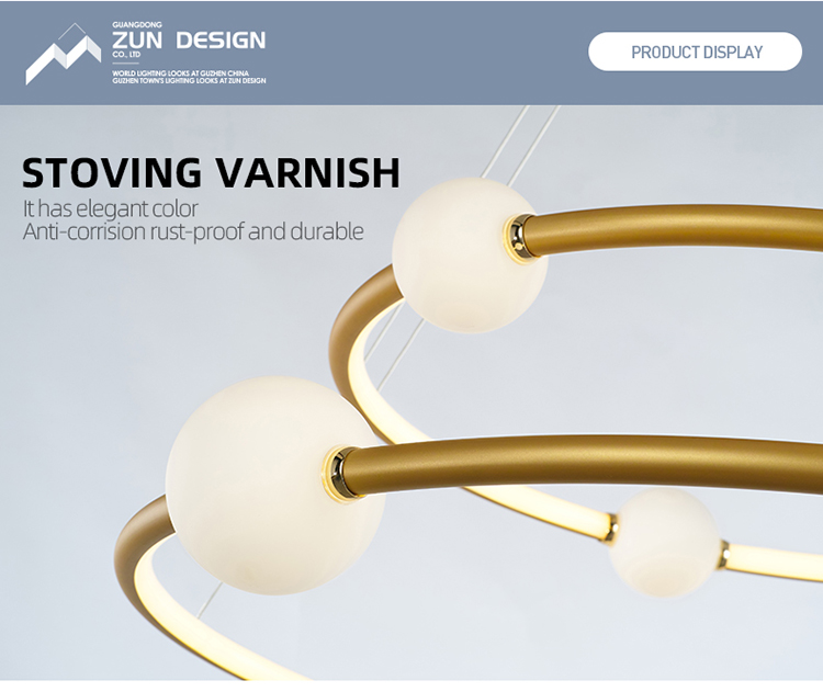 Zun Design ring round circle bamboo led chandelier flat pendant 3 light lamps modern  luxury light for dinning