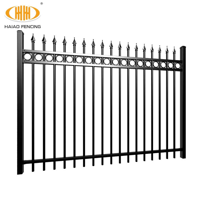 Haiao Fencing Spearhead Iron Fence Panels Black Tubular Metal Fence