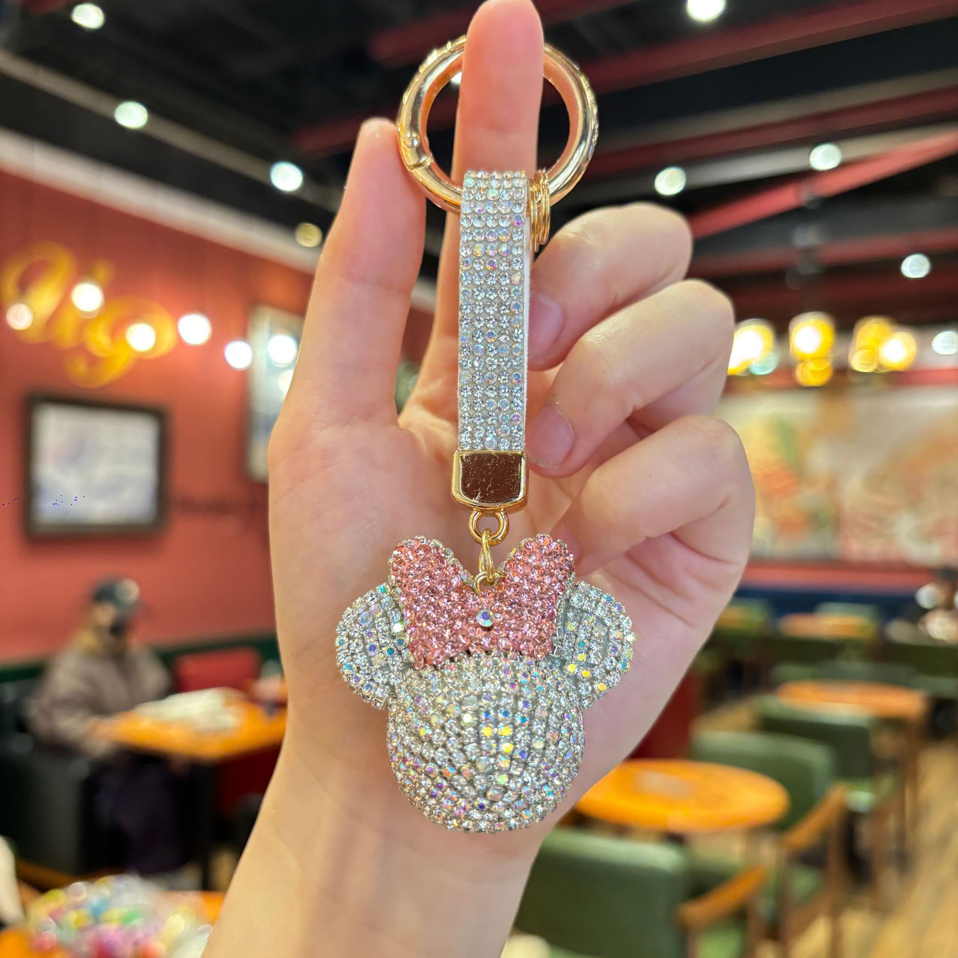 Cadena de garra con cabeza de Mickey - Blanco