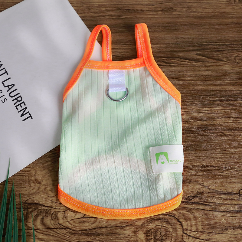 Camisole en soie glacée à blocs de couleurs - orange-vert