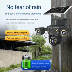 กล้อง4เลนส์3หน้าจอ3MP 6K เครือข่ายรักษาความปลอดภัยกลางแจ้ง360PTZ IP กล้องวงจรปิดไร้สาย Wi-Fi ระบบพลังงานแสงอาทิตย์4G มองเห็นในเวลากลางคืนซิม - Product Image 3
