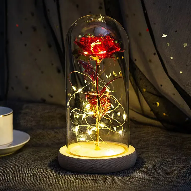 Cadeau romantique de saint-valentin, décoration de mariage, cloche en verre, pot de fleurs éternelles préservées, fleur éternelle, cadeau de fête des mères