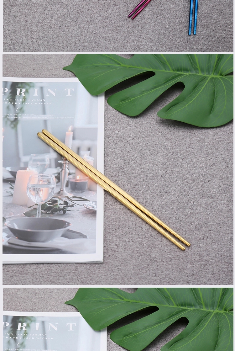 Non-Slip Chinese Stainless Steel Reusable Metal Chopstick for Sushi Food Sticks Tableware Kitchen