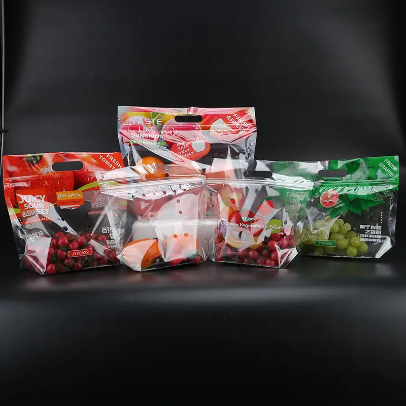 Venda quente de Qualidade Alimentar Personalizado OEM Design Frango Frutas Vegetais Saco de Embalagem Com Zíper Alça