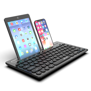 Teclado recargable de triple solución Bluetooth 5,0 + 3,0 + 2,4 Ghz Versión-Conéctese con 3 dispositivos-Soporte para móvil e iPad