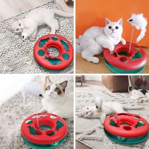 批发热卖2合1互动小猫玩具滚轴轨道猫玩具带健身球预告鼠标