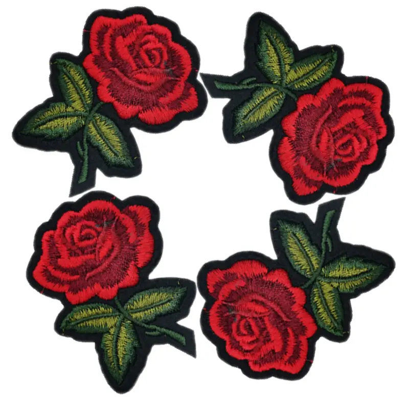New Design Embroidery patches Small Roses Flower Applique Decorative Custom Iron On Embroidered Patch For Dresses